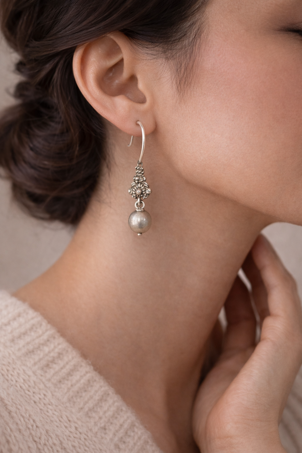 Nivriti Oxidised Silver Drop Earrings