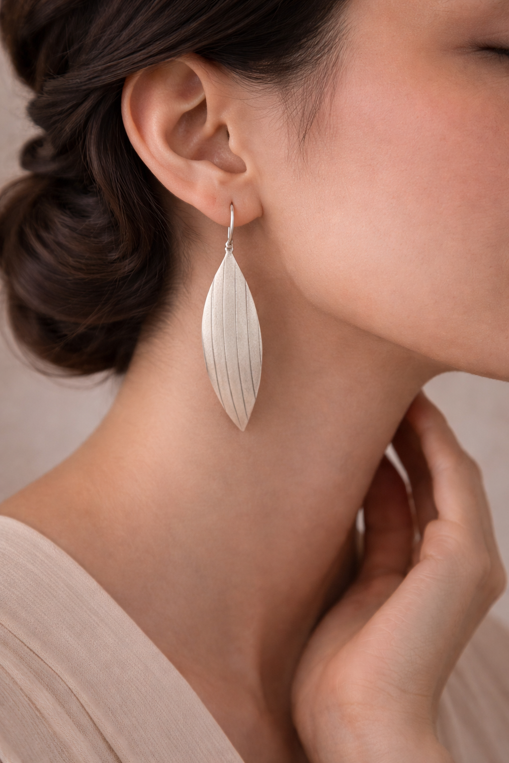 Vanya Silver Leaf Drop Earrings