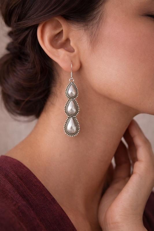 Triveni Teardrop Silver Earrings