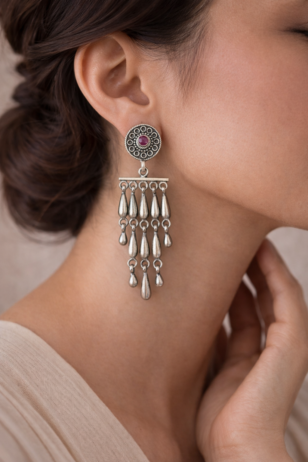 Chandrika Cascade Silver Earrings
