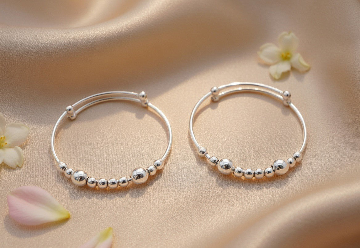 Graduated Silver Bead Child Bangles