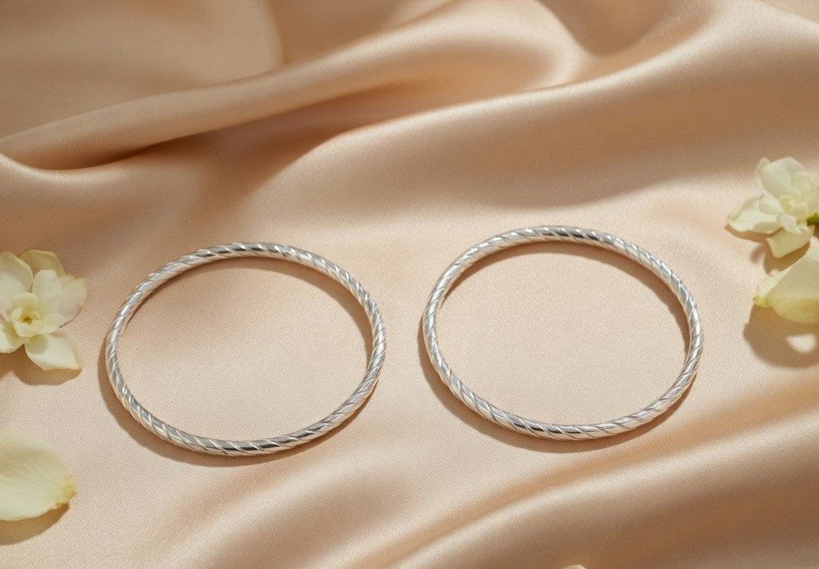 Twisted Rope Texture Silver Child Bangles