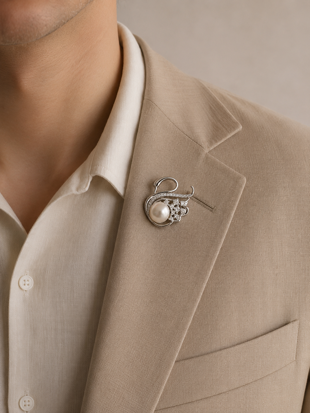 Celeste Swan Pearl Brooch