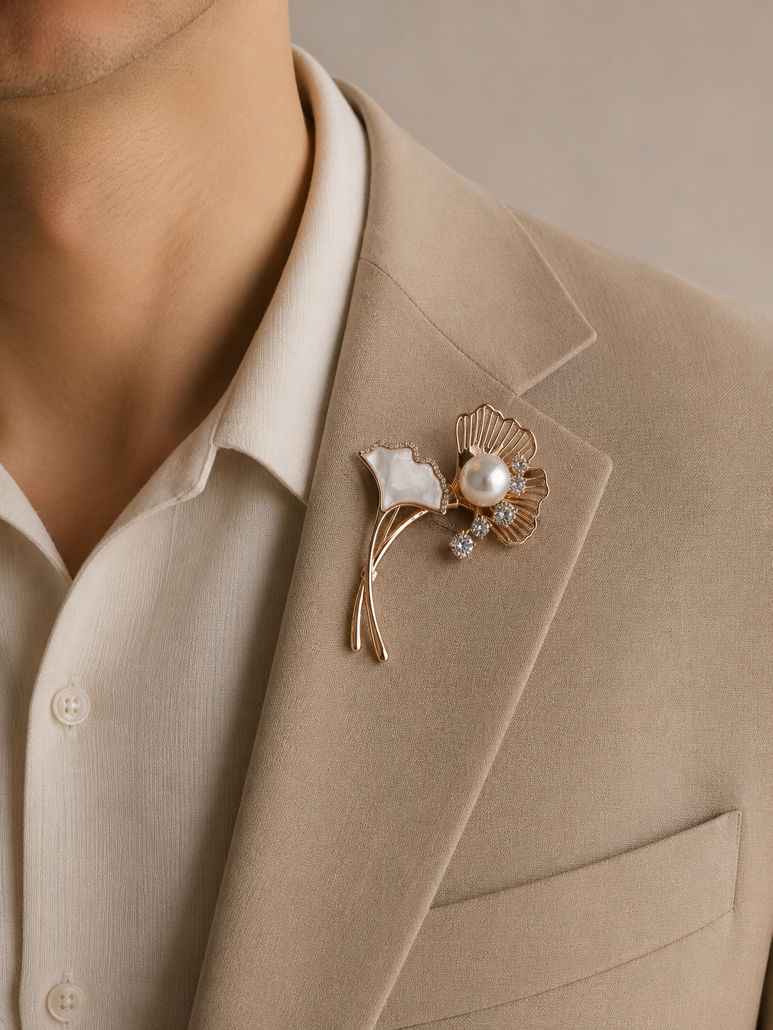 Ivory Fan Brooch