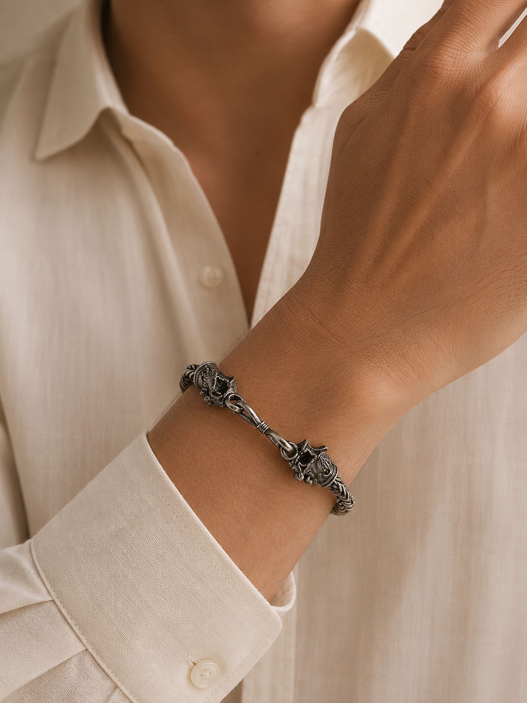 GarudaWeave Oxidised Silver Bracelet