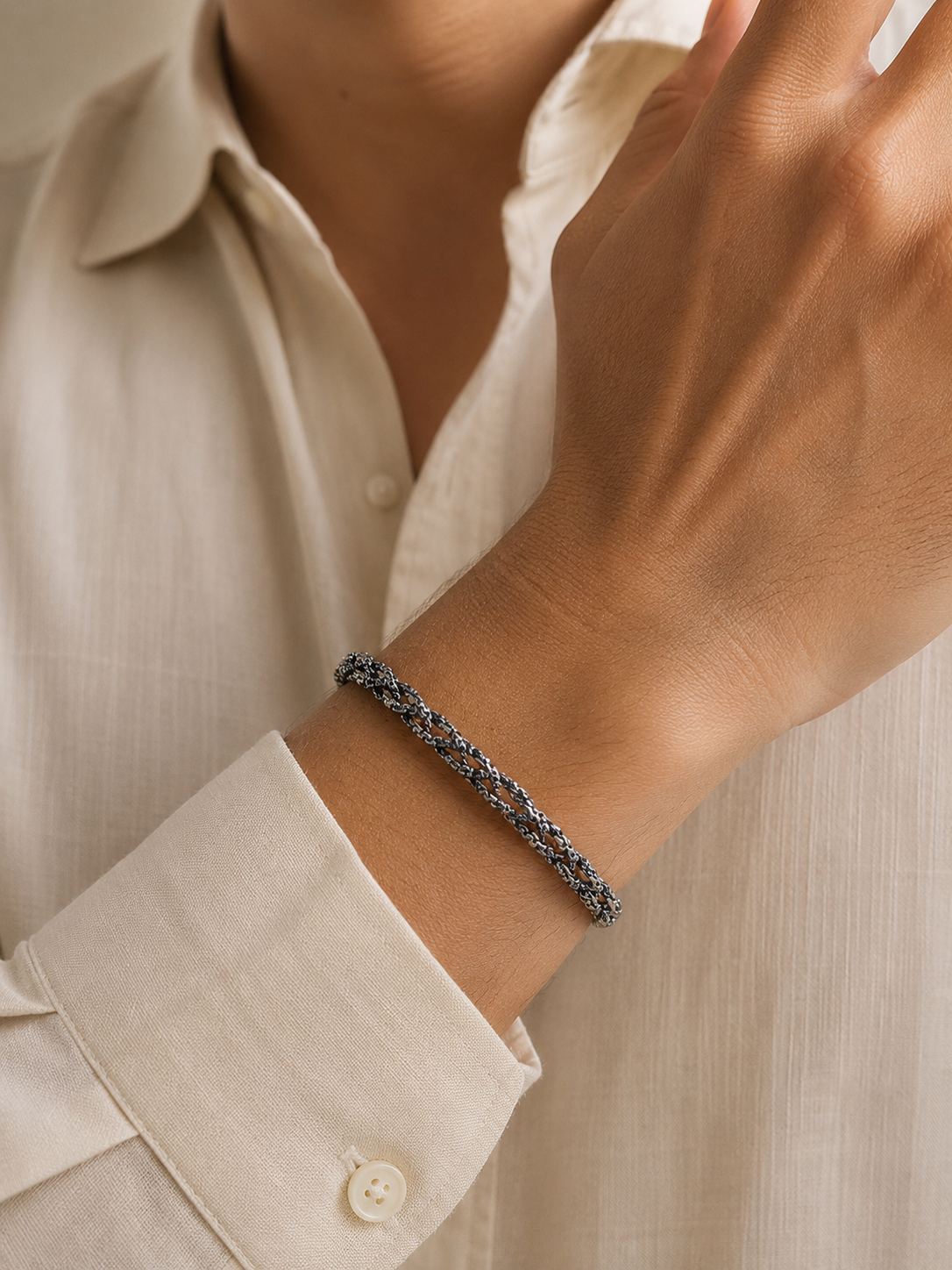 TwineCraft Oxidised Silver Bracelet