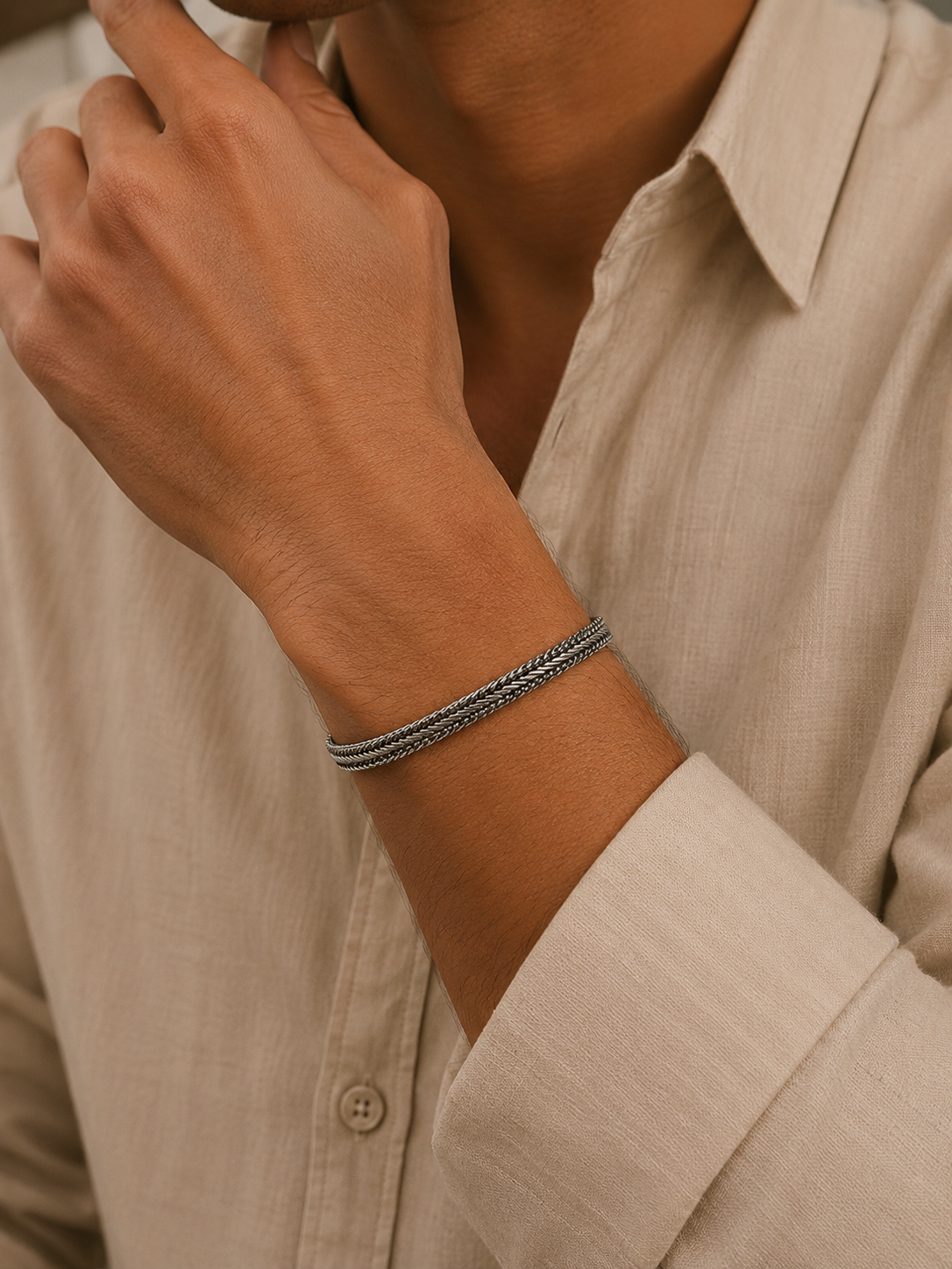 TwinStrand Oxidised Silver Bracelet