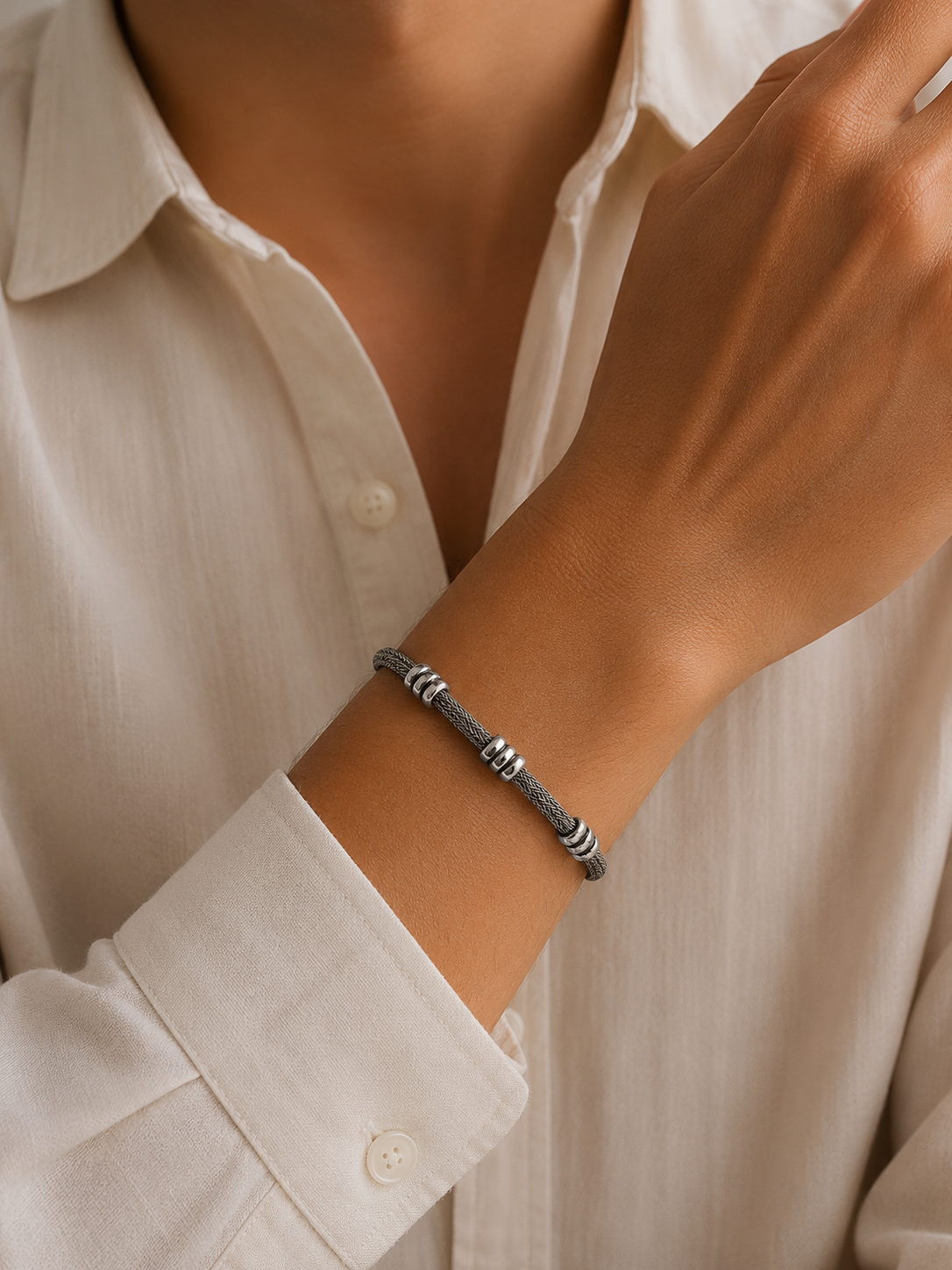 ClassicMesh Oxidised Silver Bracelet