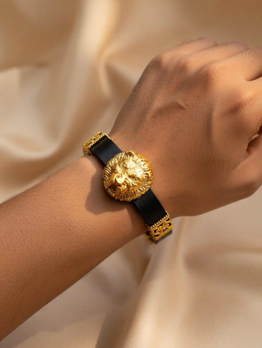 Simha Gold-Plated Silver Rubber Bracelet