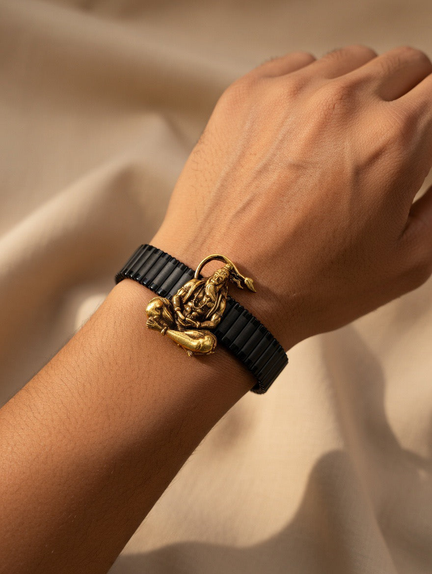 Dhyaan Hanuman Gold-Plated Silver Statement Bracelet