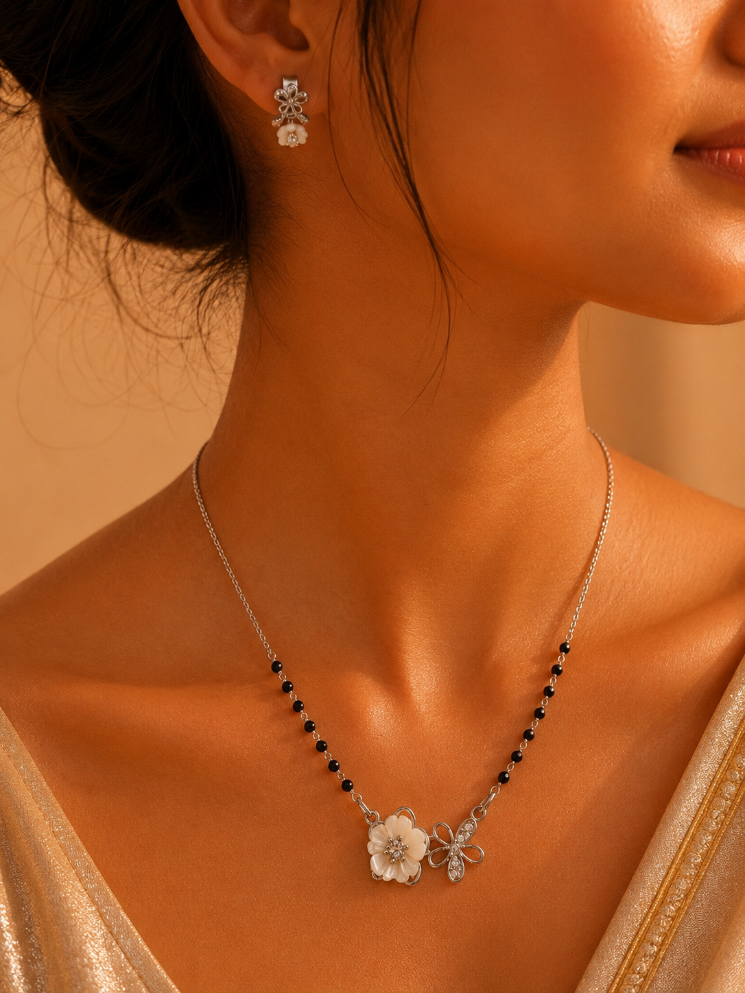 Floral Pearl Bloom Mangalsutra Set