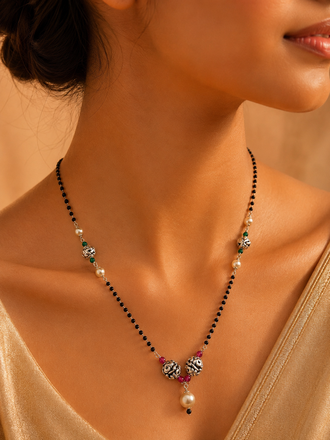 Pearl-Accented Heritage Bead Mangalsutra