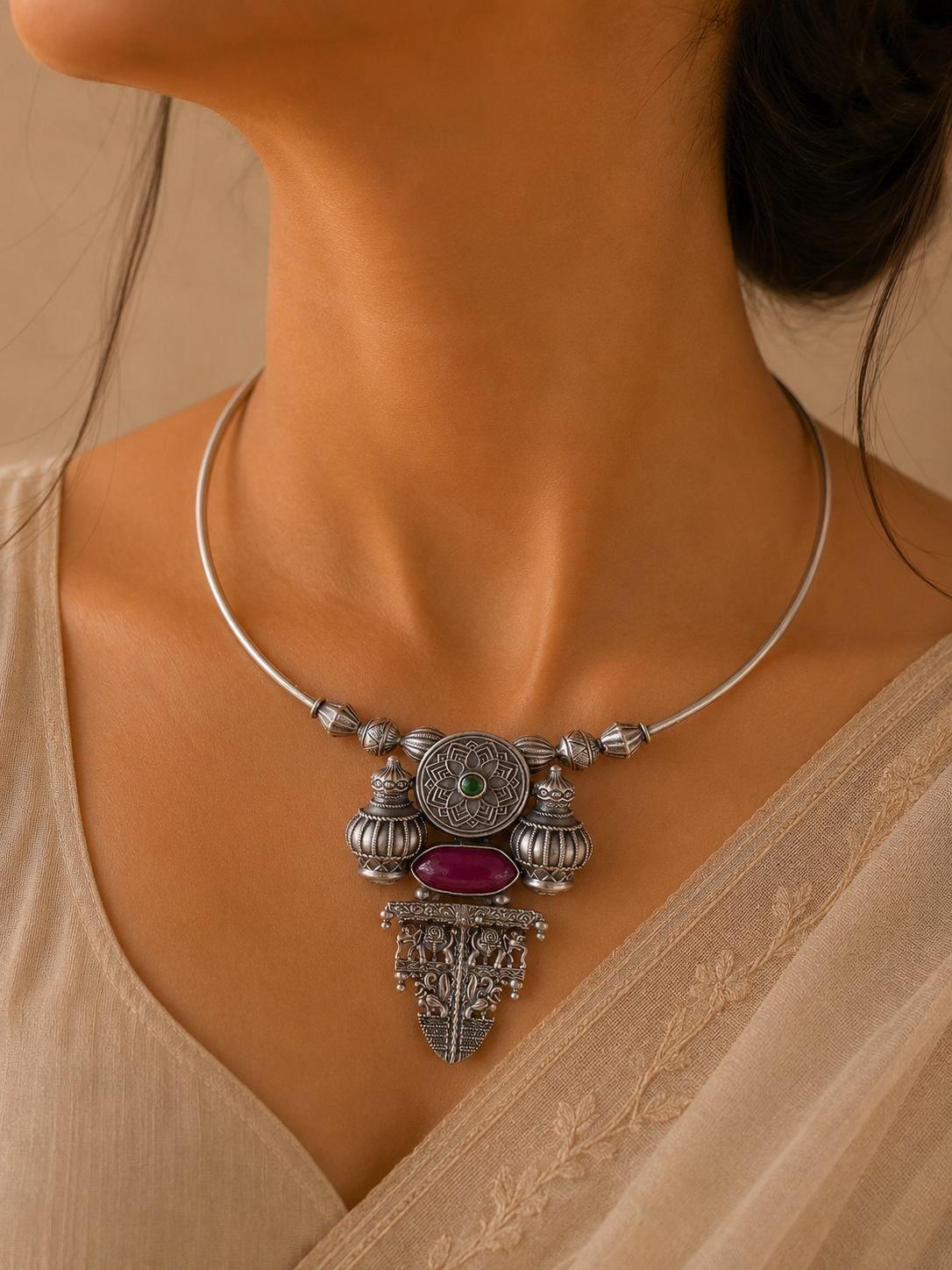Kundanika Silver Necklace