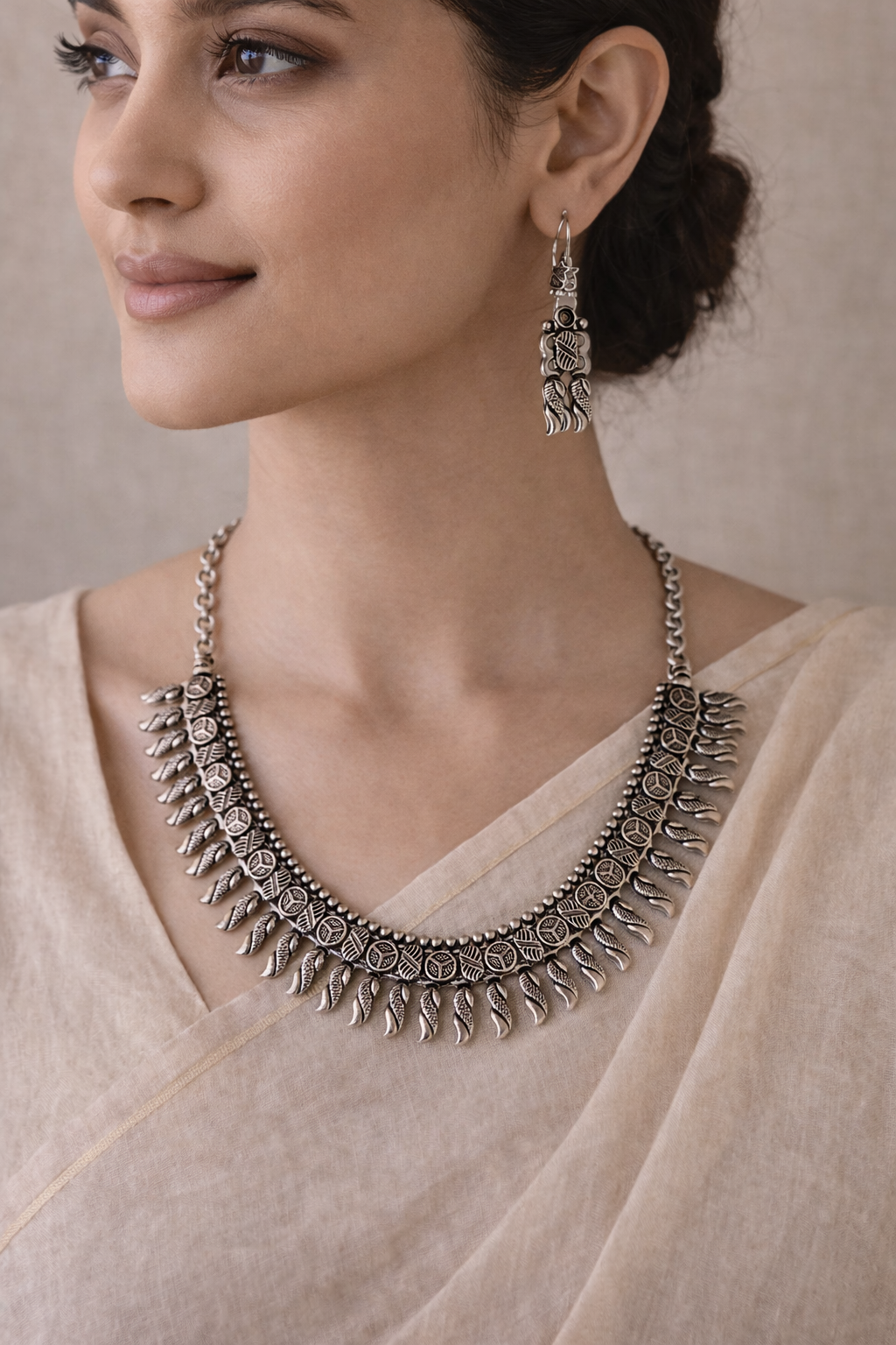 Cascading Leaf Necklace Set