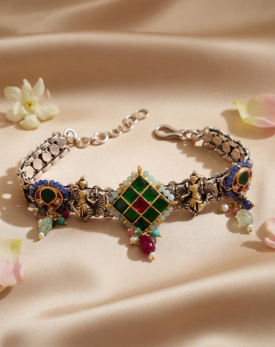 Rangmahal Kundan Charm Bracelet