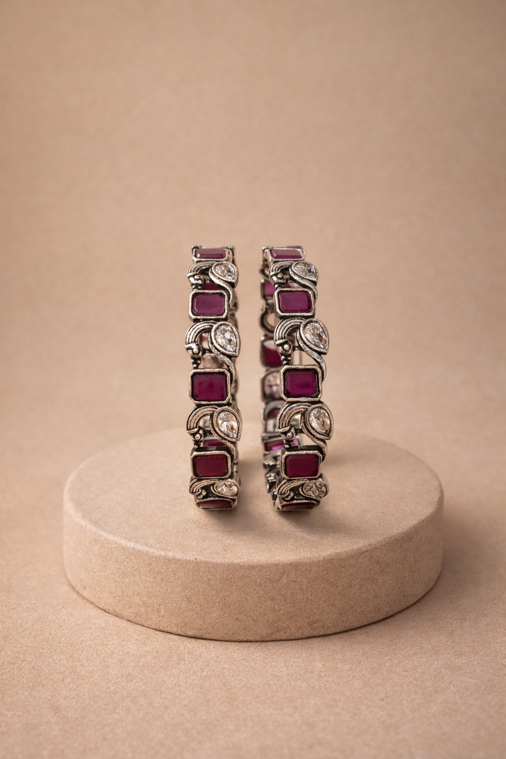 Ruby Link Statement Bangle Pair