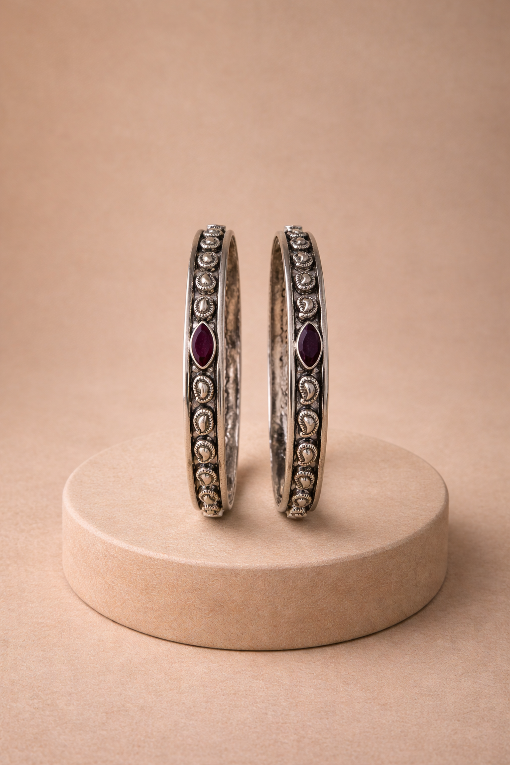 Ruby Scrollwork Classic Bangle Pair