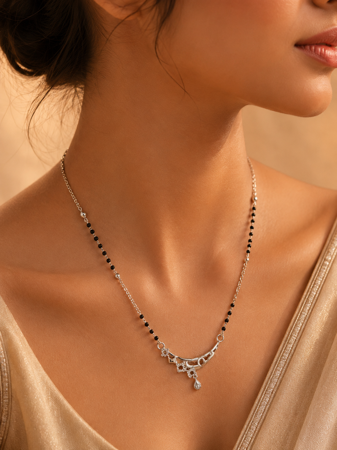 Diamond Curve Drop Mangalsutra