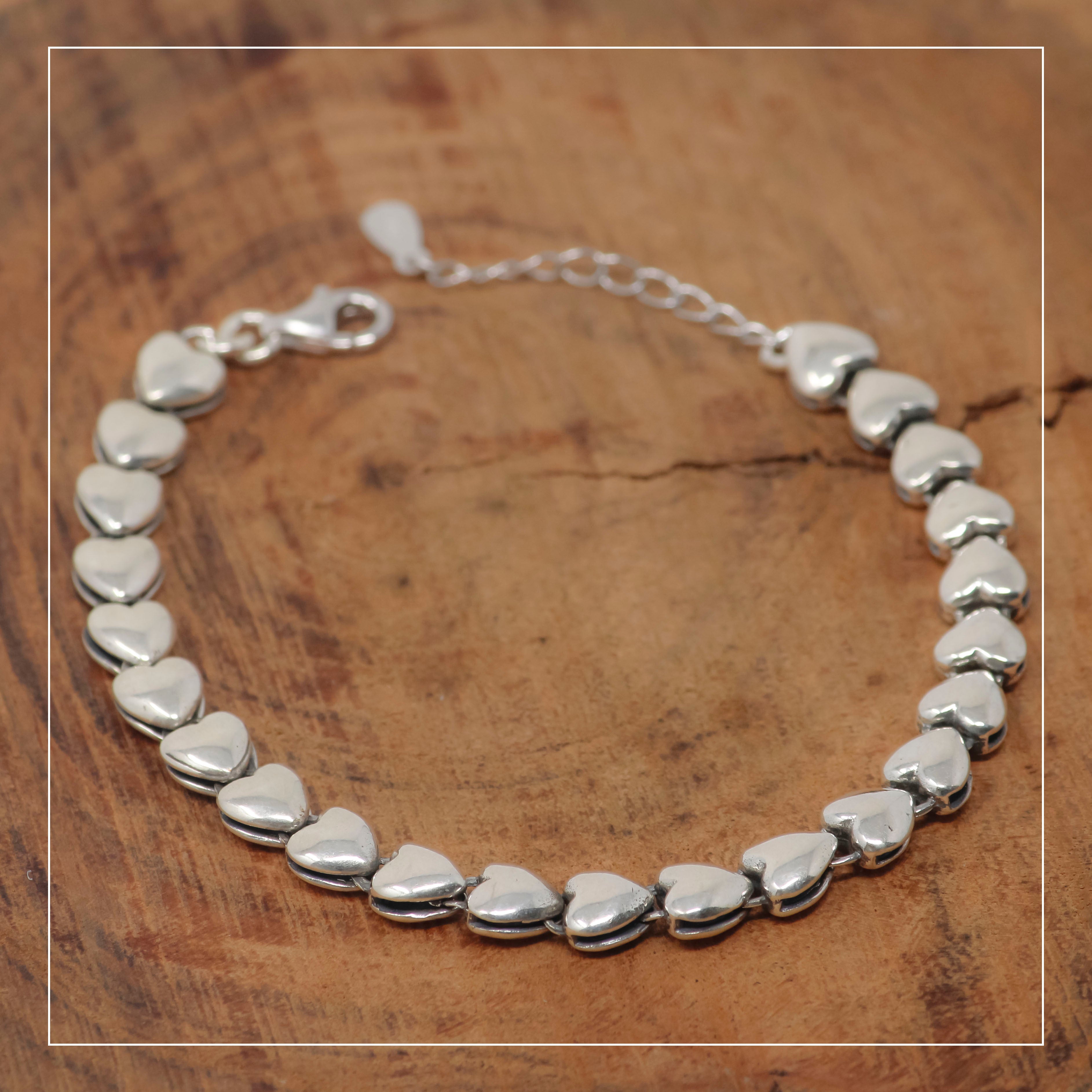 Silver Designer Hearts Bracelet for Women