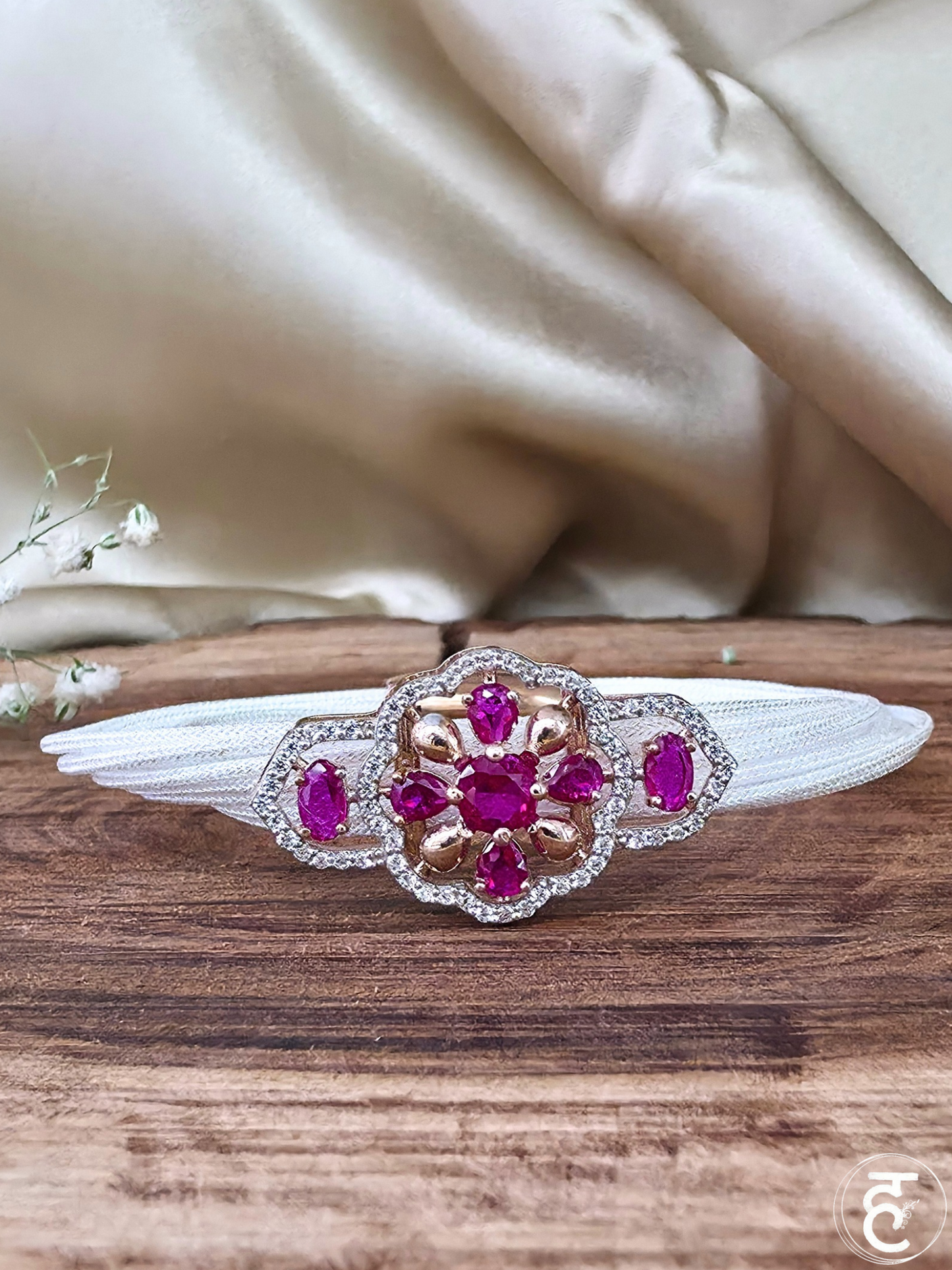 Ruby Blossom Strap Bracelet