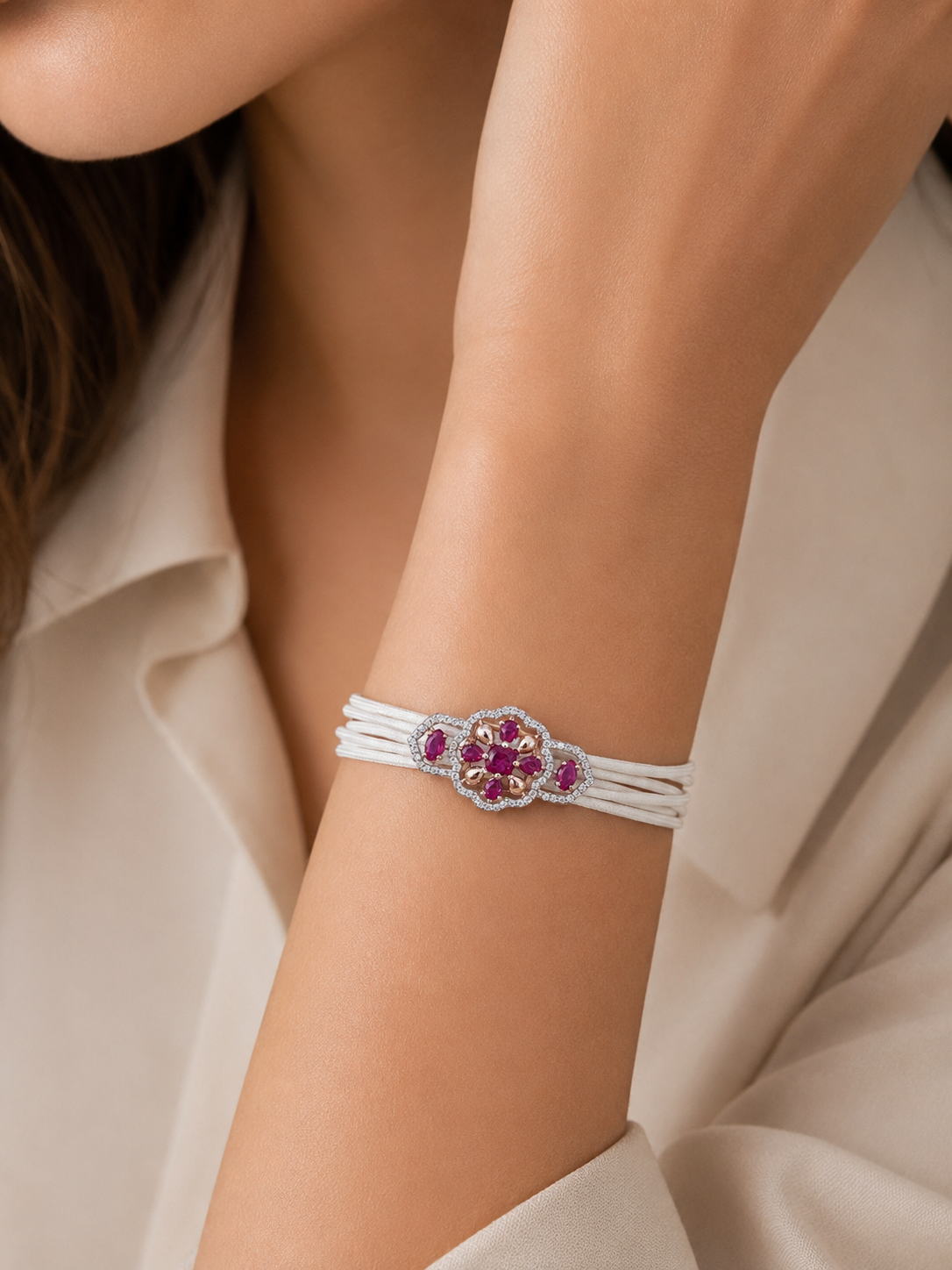 Ruby Blossom Strap Bracelet