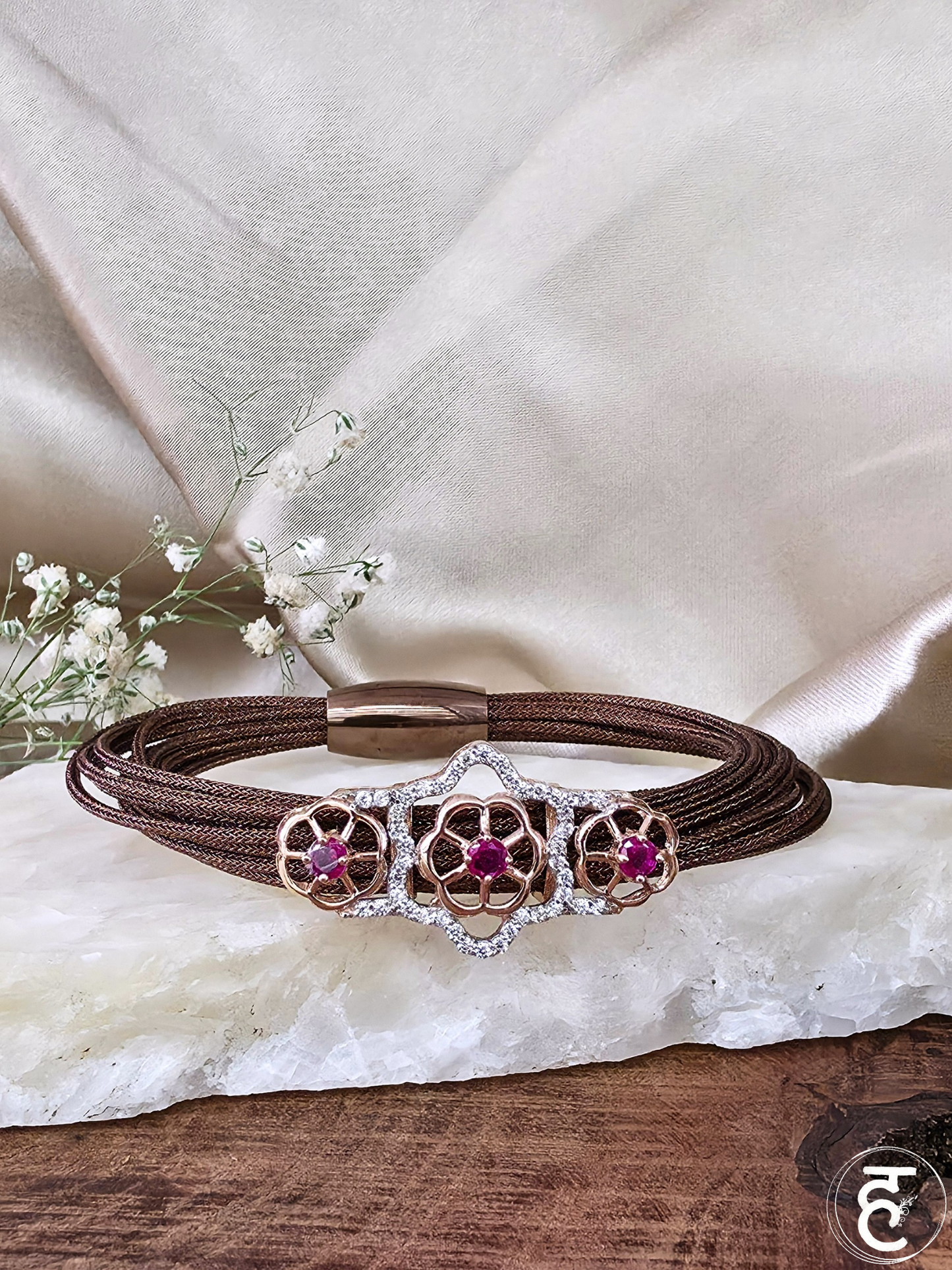 Rosette Charm Strap Bracelet