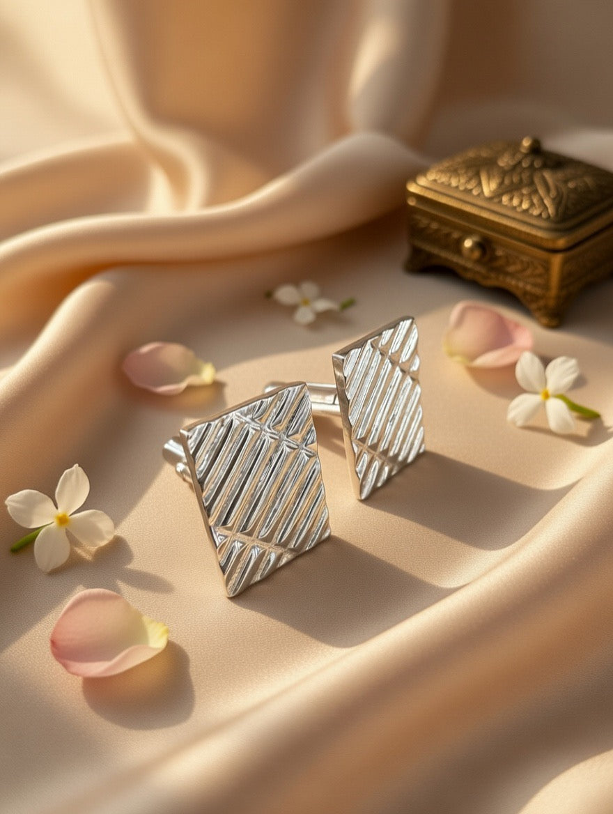 Handcrafted Oxidised Silver Cufflinks