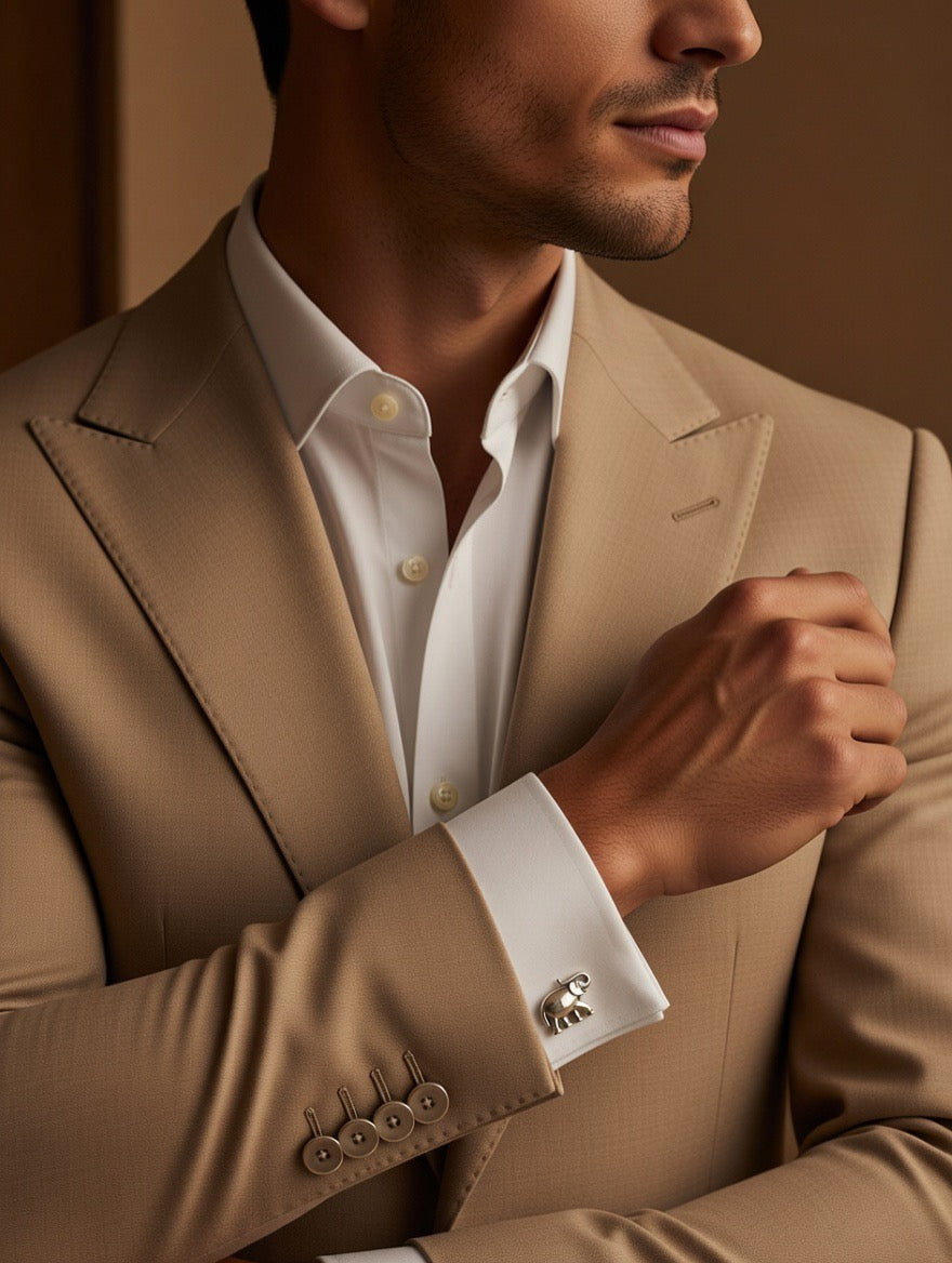 Majestic Elephant Silver Cufflinks