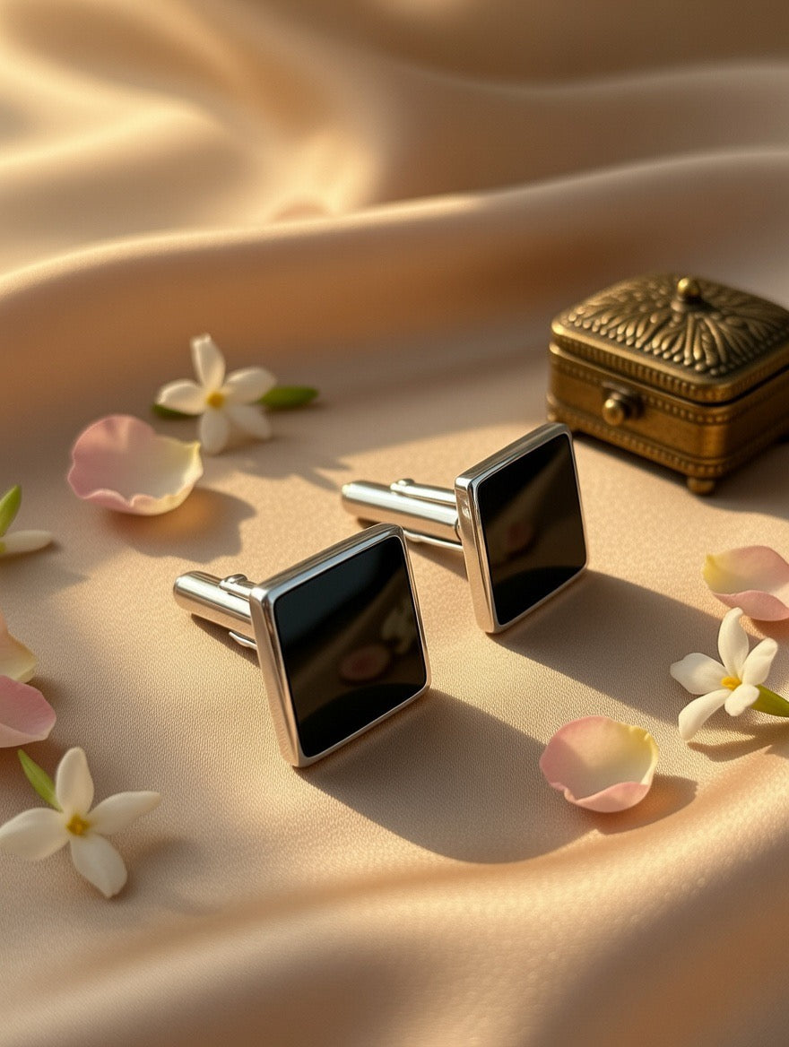 Handcrafted Oxidised Silver Cufflinks