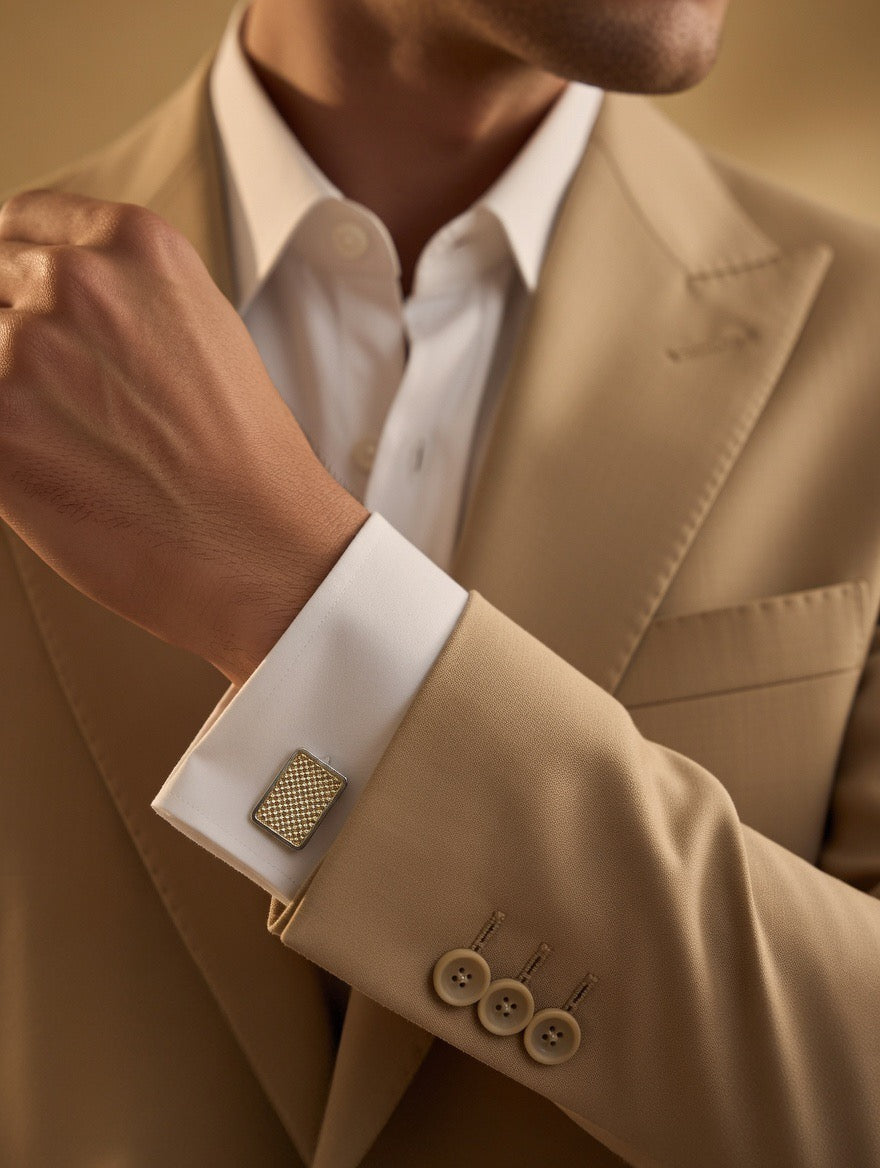 Textured Rectangle Silver Cufflinks