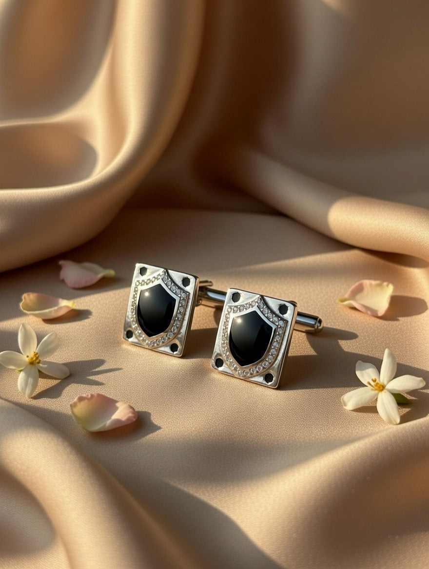 Handcrafted Oxidised Silver Cufflinks