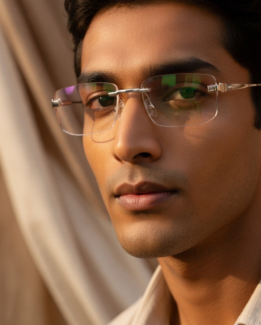 Aarya Blush Rimless Eyeframe
