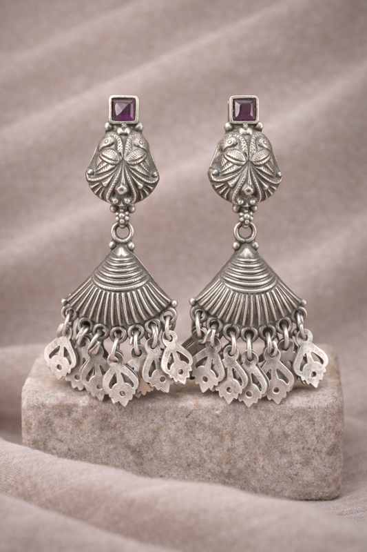Handcrafted Oxidised Silver Earrings