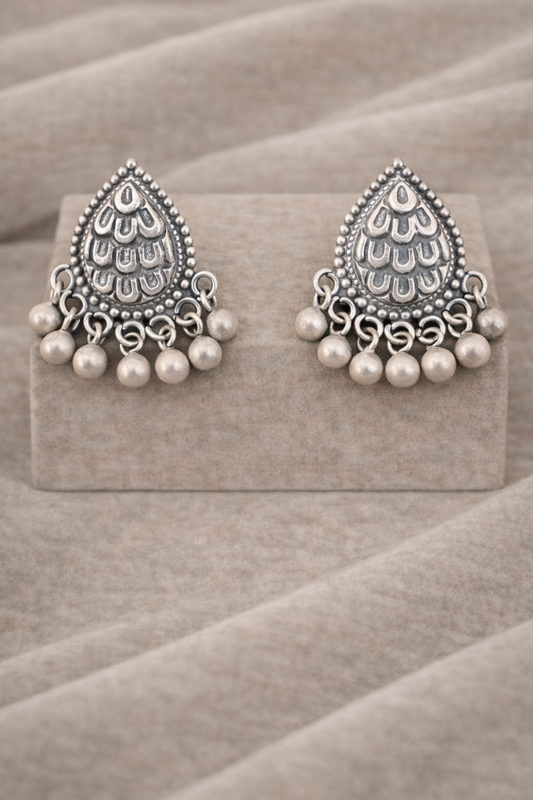 Handcrafted Oxidised Silver Earrings