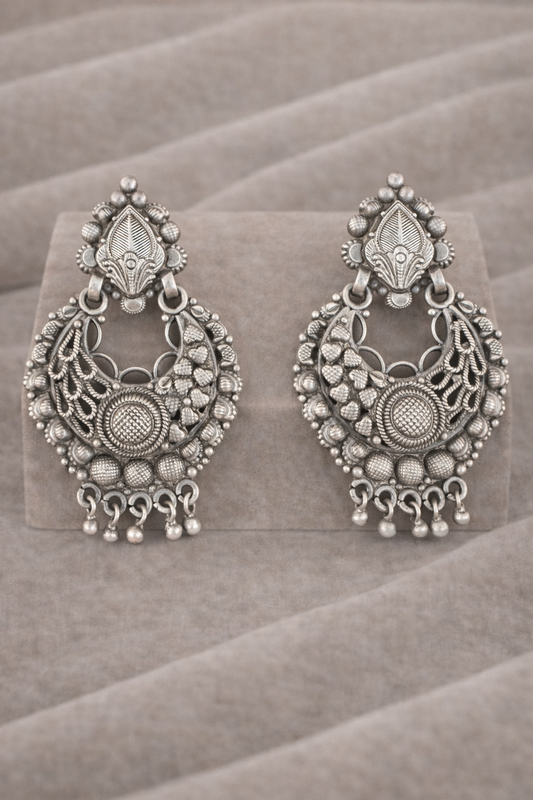 Handcrafted Oxidised Silver Earrings