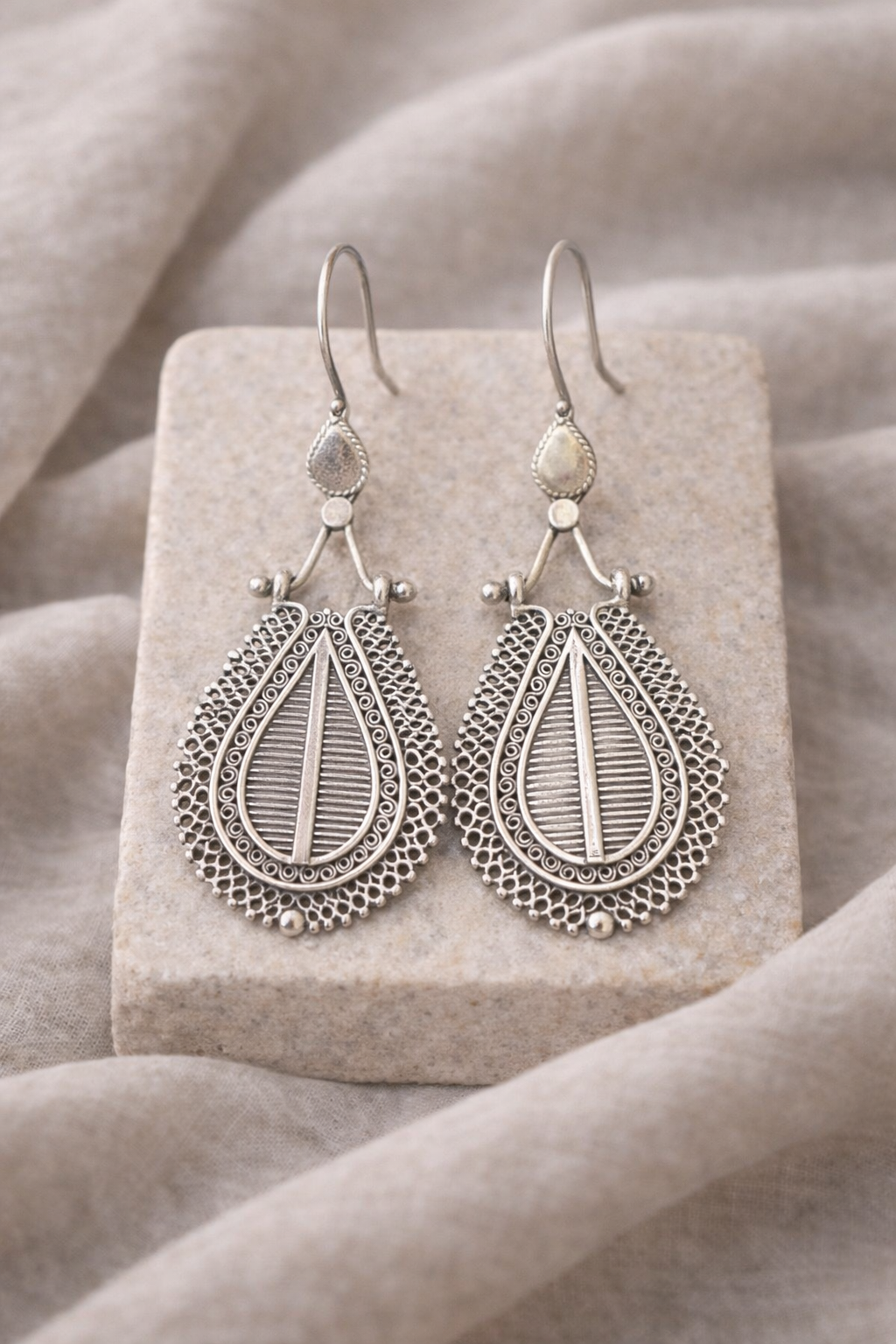 Handcrafted Oxidised Silver Earrings