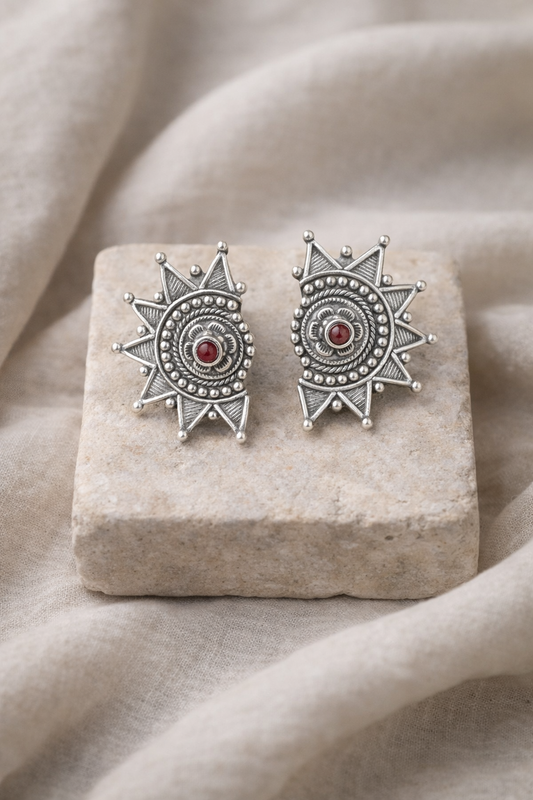 Handcrafted Oxidised Silver Earrings