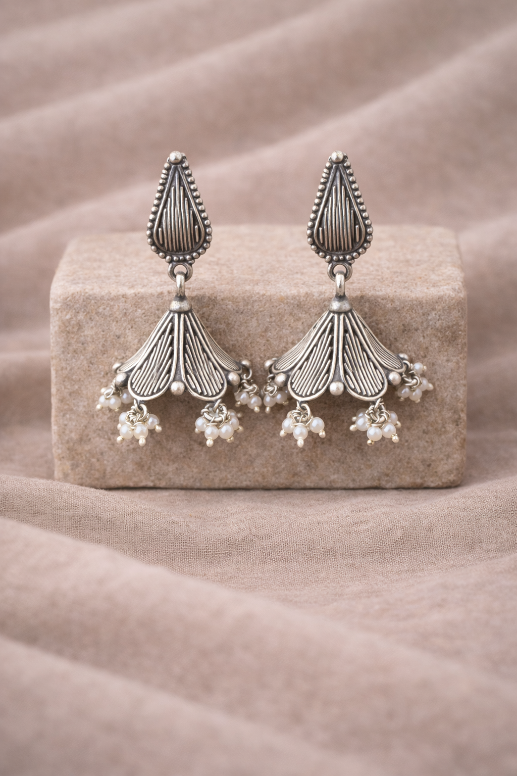 Handcrafted Oxidised Silver Earrings