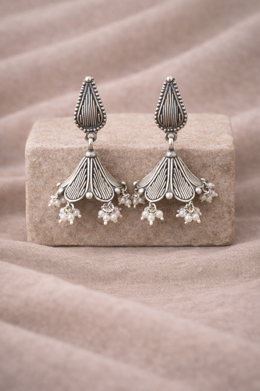 Handcrafted Oxidised Silver Earrings
