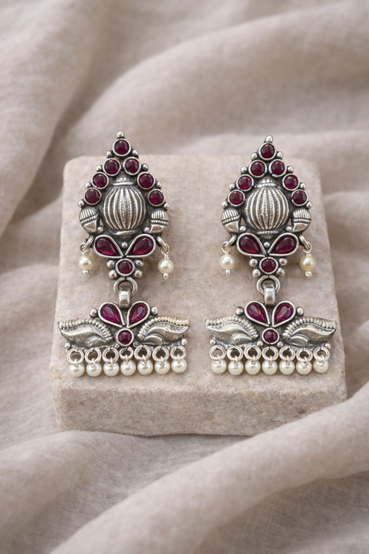 Handcrafted Oxidised Silver Earrings