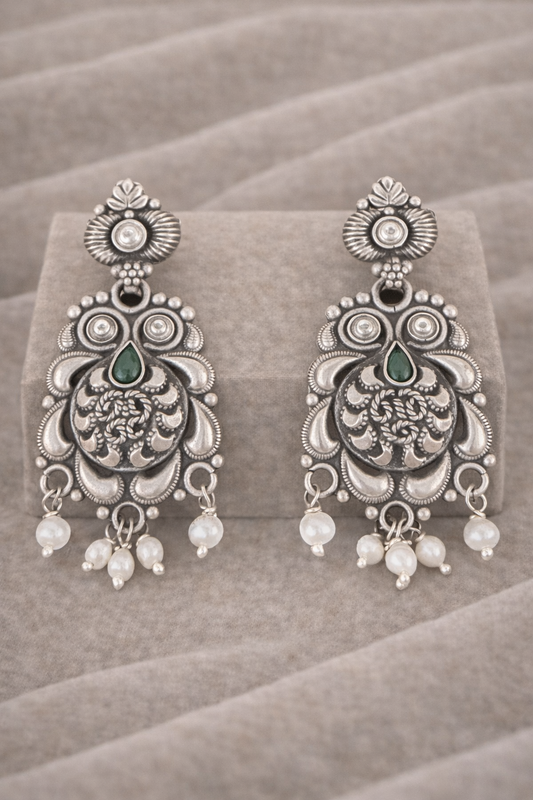 Handcrafted Oxidised Silver Earrings