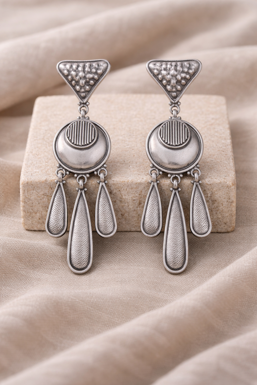 Handcrafted Oxidised Silver Earrings
