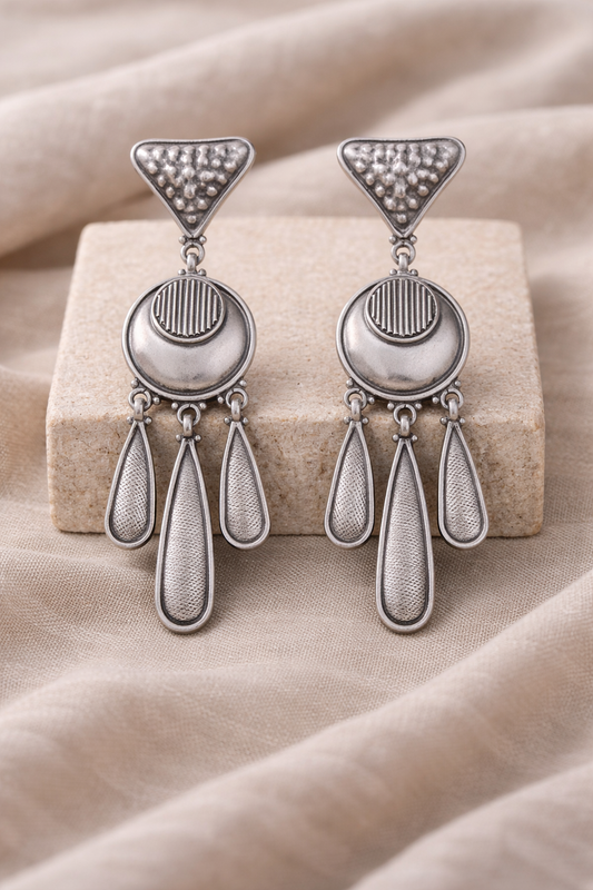 Handcrafted Oxidised Silver Earrings
