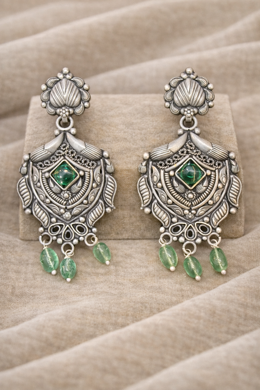 Handcrafted Oxidised Silver Earrings