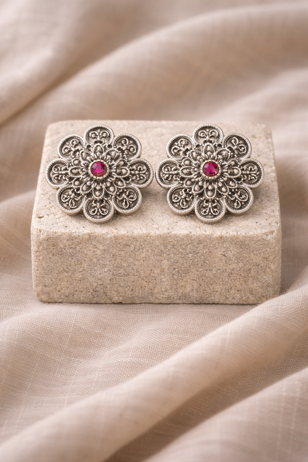 Handcrafted Oxidised Silver Earrings
