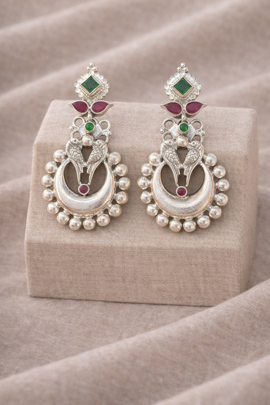 Handcrafted Oxidised Silver Earrings