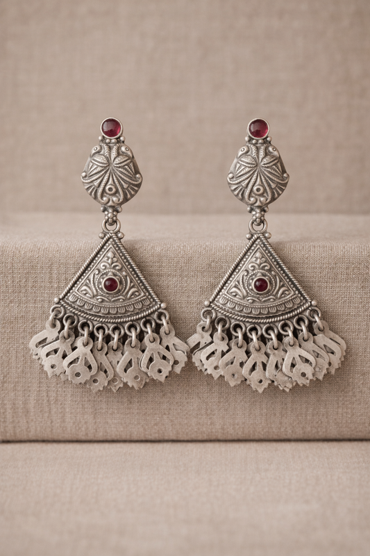 Handcrafted Oxidised Silver Earrings