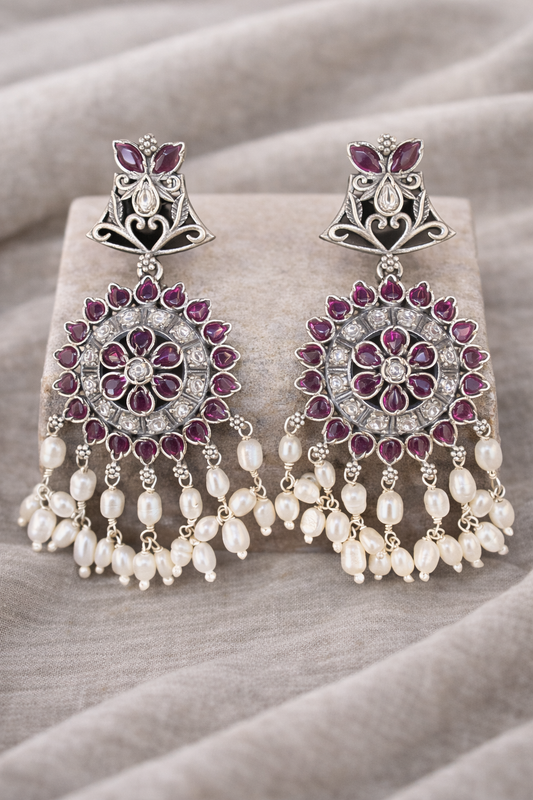 Handcrafted Oxidised Silver Earrings