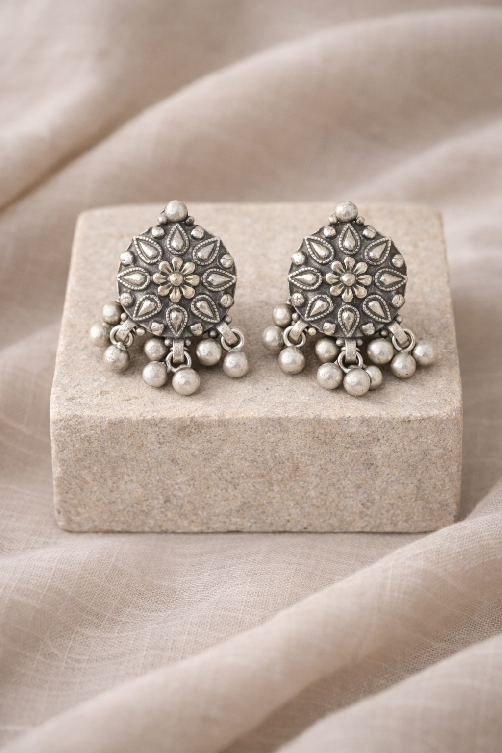 Handcrafted Oxidised Silver Earrings