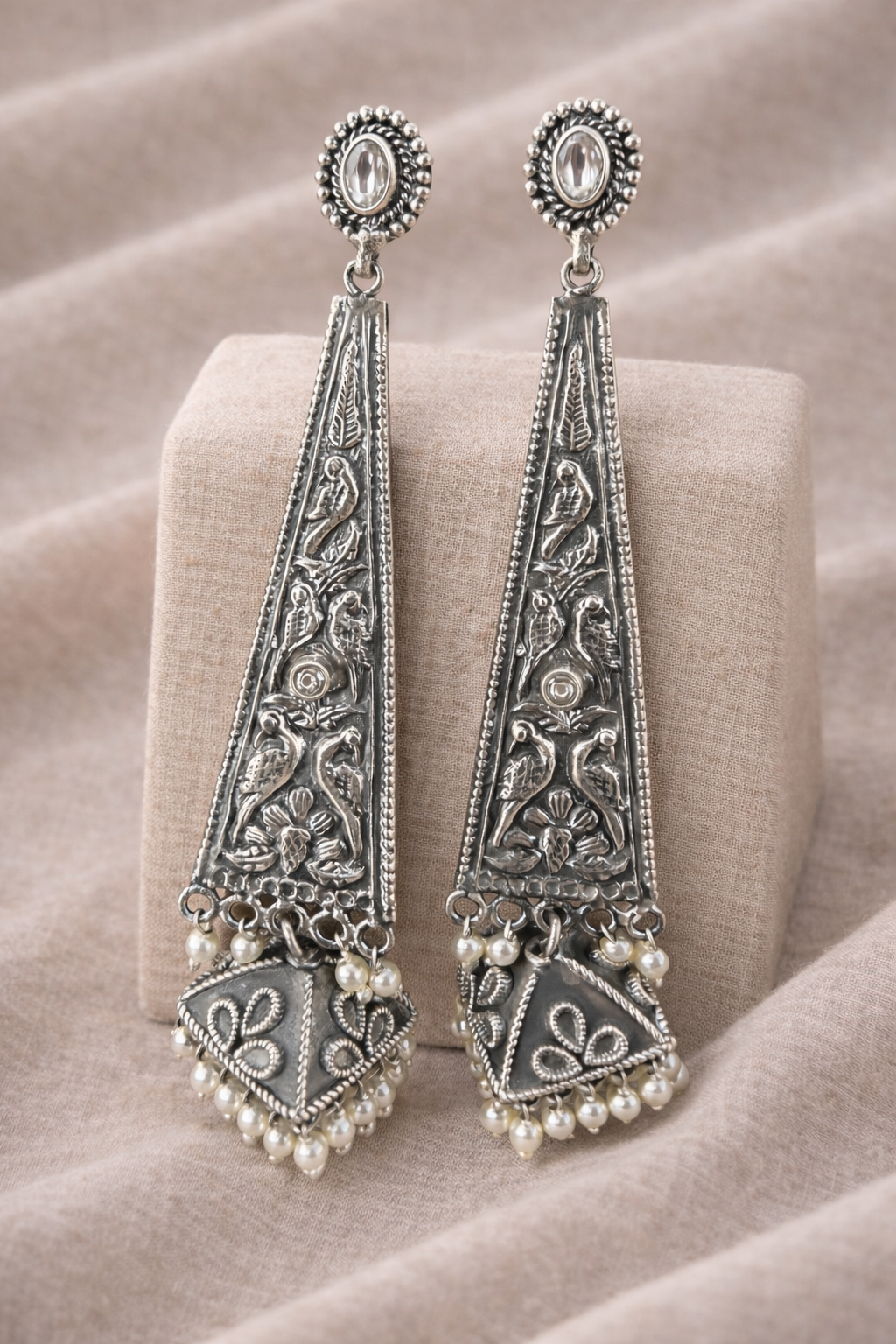 Handcrafted Oxidised Silver Earrings